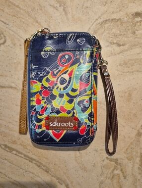 Sakroots Navy Multicolor Patterned Wristlet Phone Pouch